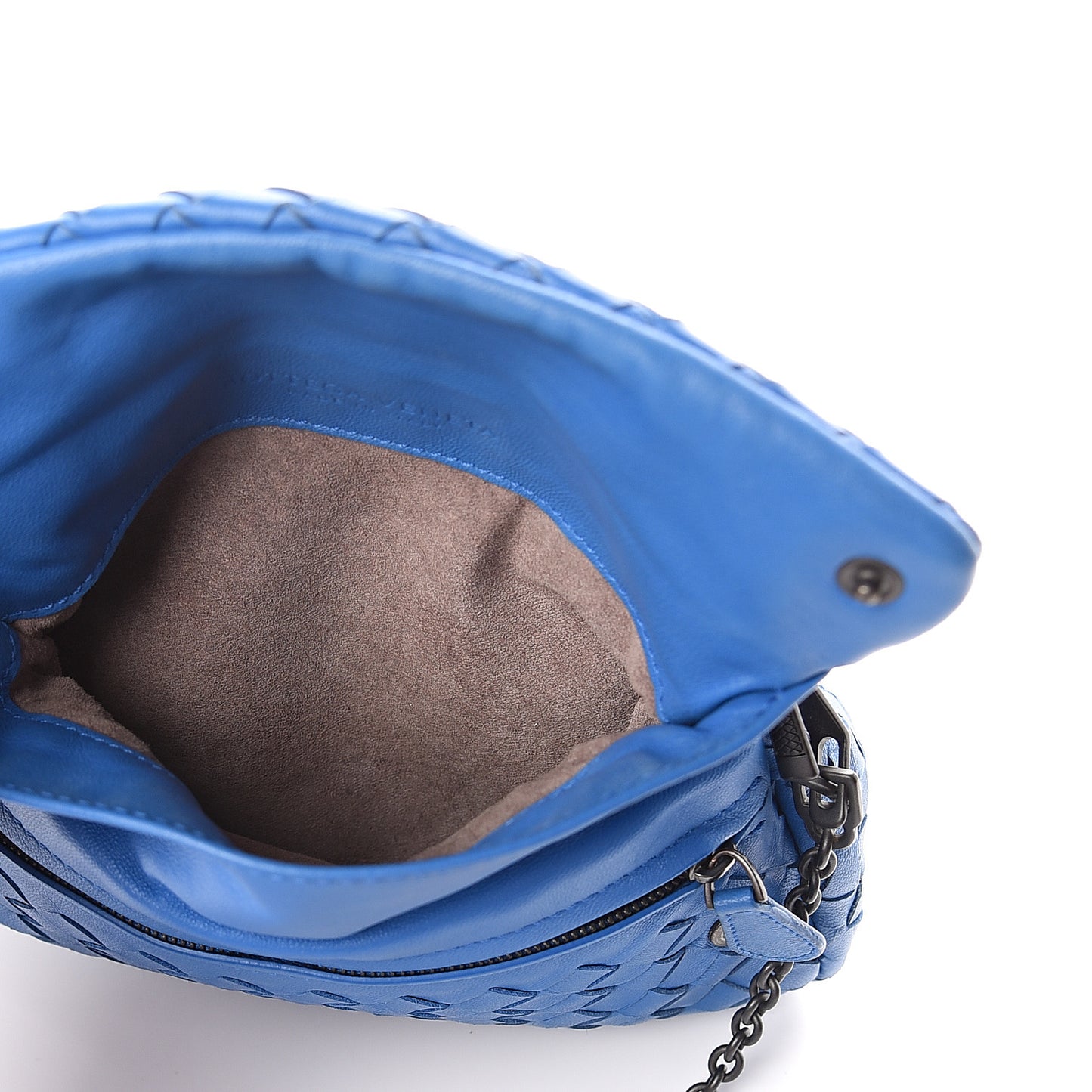 Nappa Intrecciato Small Chain Crossbody Blue