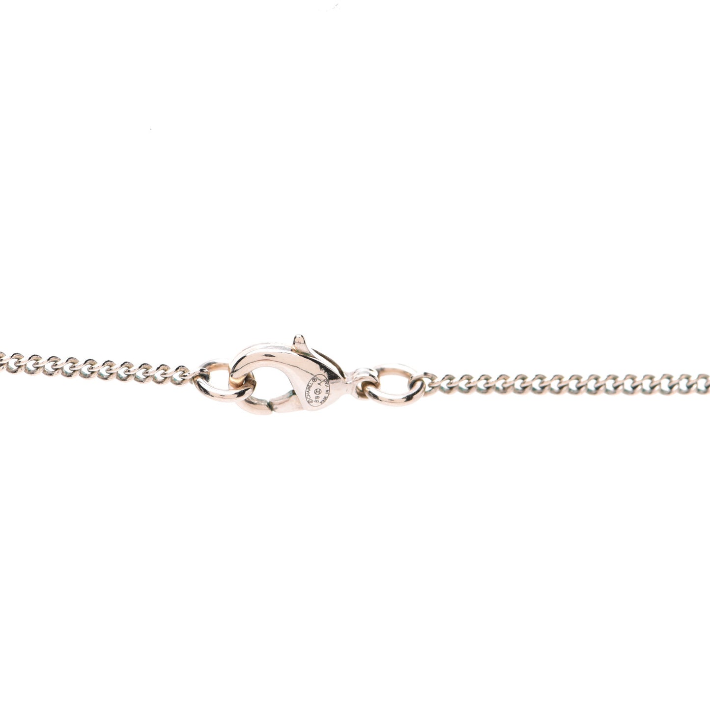 Crystal Metal Quilted CC Pendant Necklace Gold