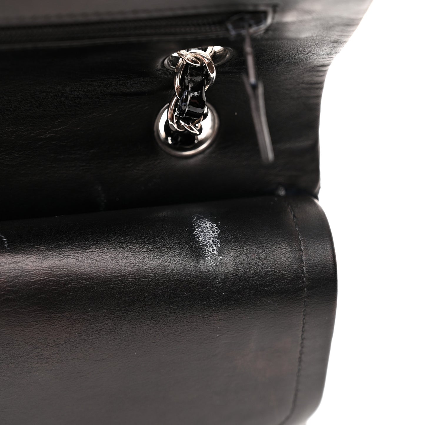 Patent Quilted Medium Double Flap Black