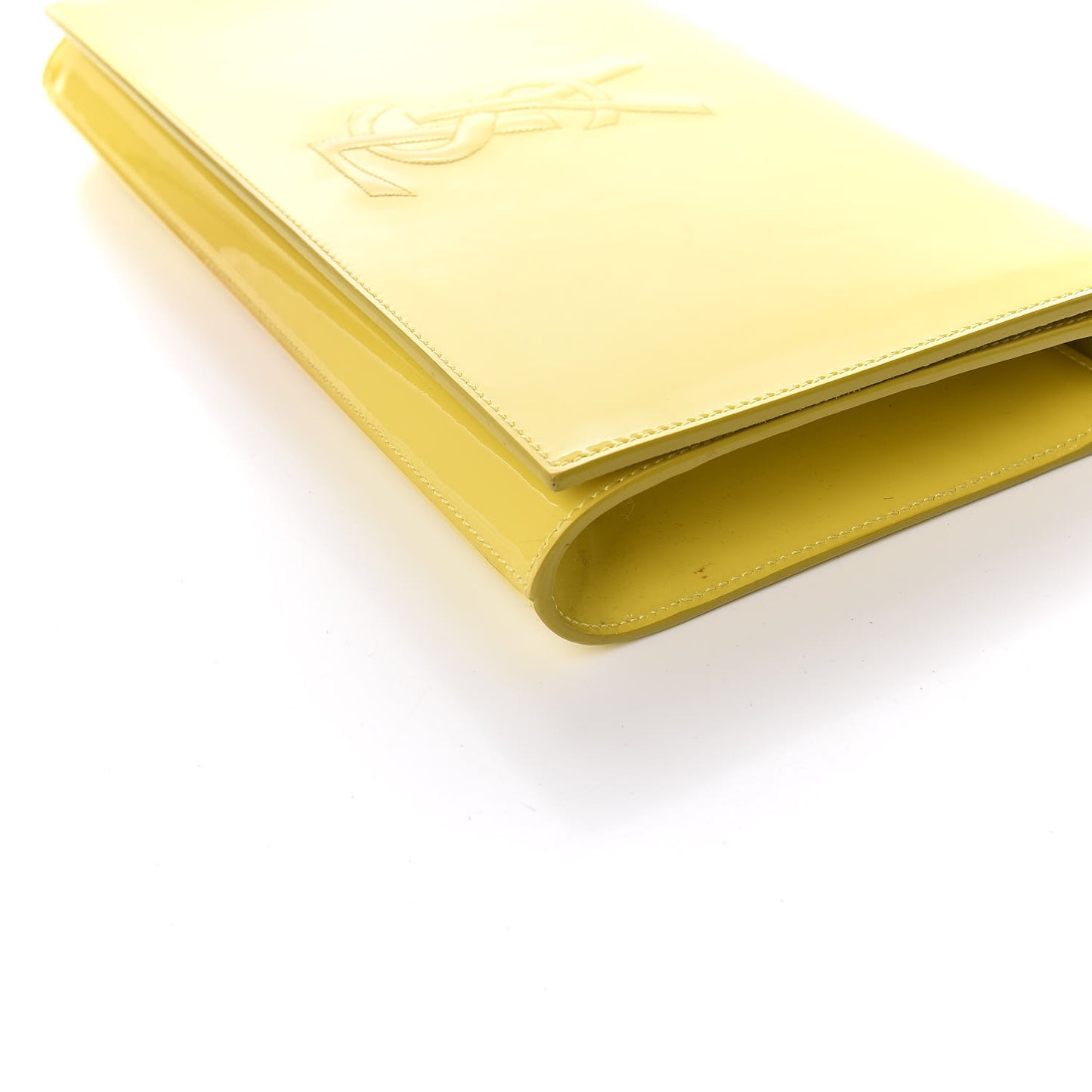 Patent Calfskin Monogram Large Belle De Jour Clutch Yellow