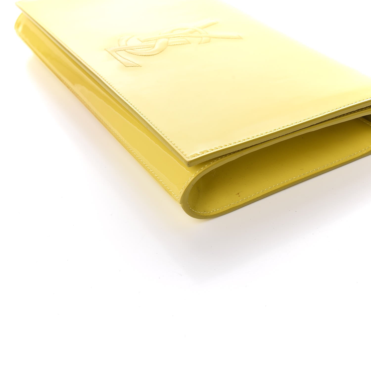 Saint Laurent Patent Calfskin Monogram Large Belle De Jour Clutch Yellow 11 of 17