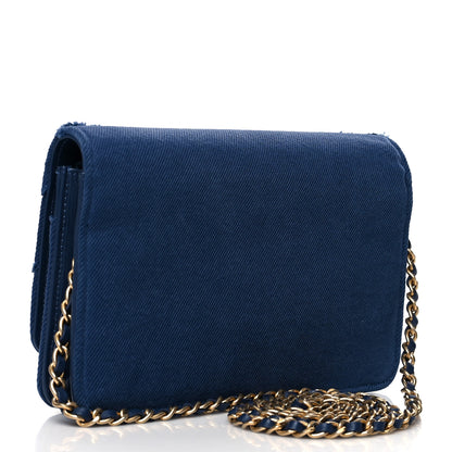 Chanel Denim Quilted Coco Wallet On Chain WOC Blue 3 of 13