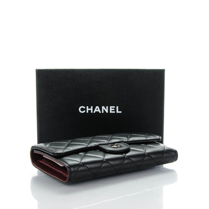 Chanel Lambskin Quilted Large Flap Wallet Black 4 of 8