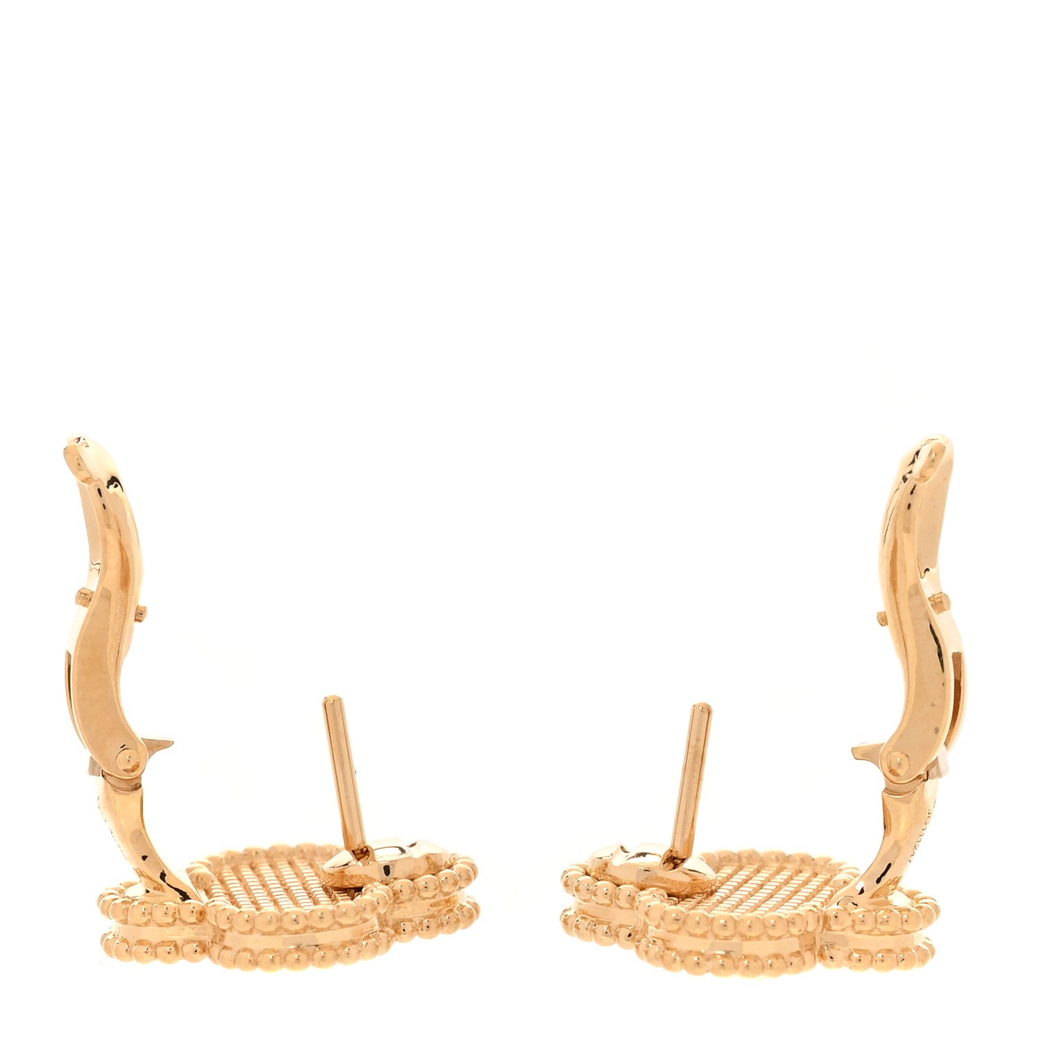 Van Cleef & Arpels 18K Yellow Gold Vintage Alhambra Earrings 3 of 5