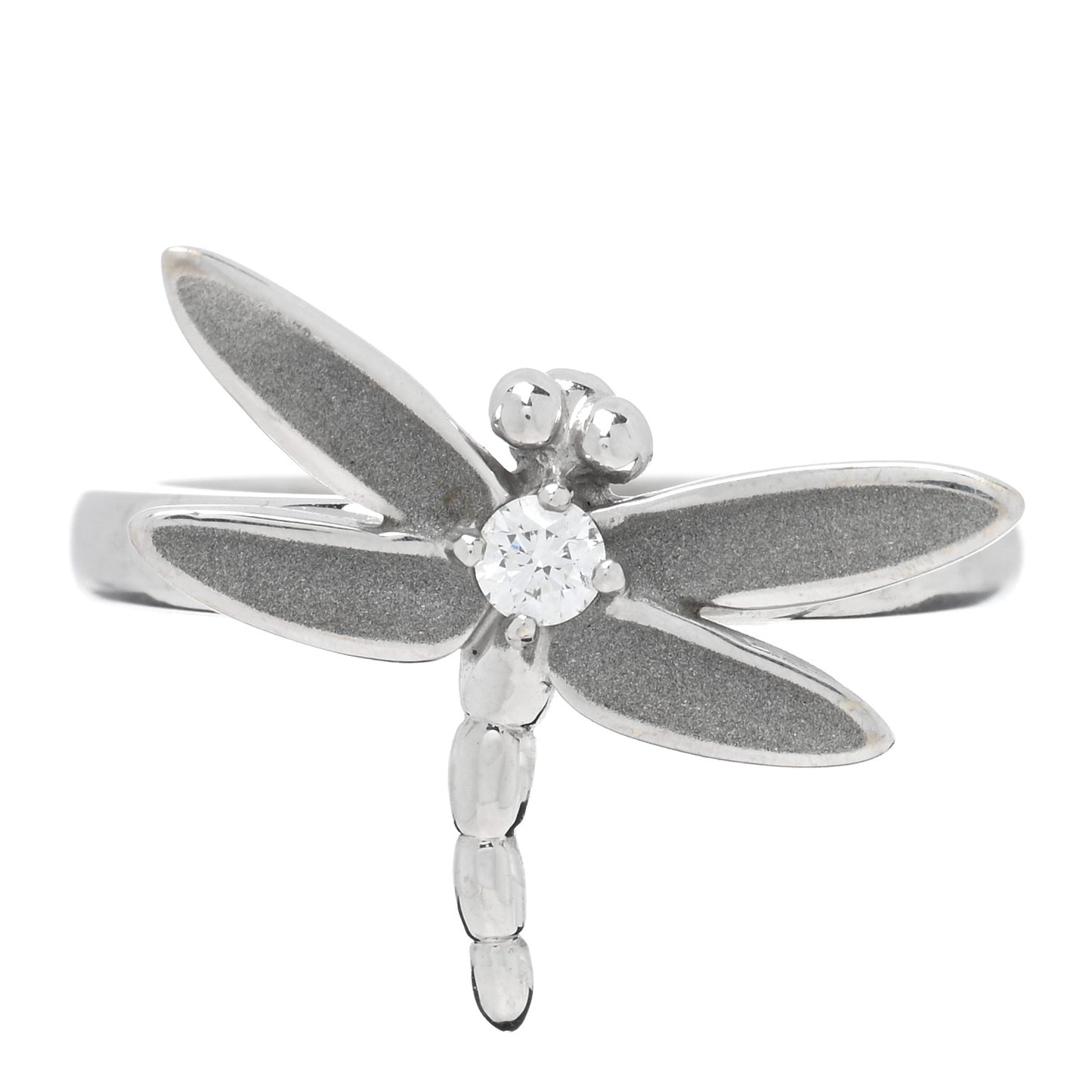 18K White Gold Diamond Dragonfly Ring 54 6.75