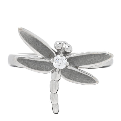 Tiffany 18K White Gold Diamond Dragonfly Ring 54 6.75 1 of 5