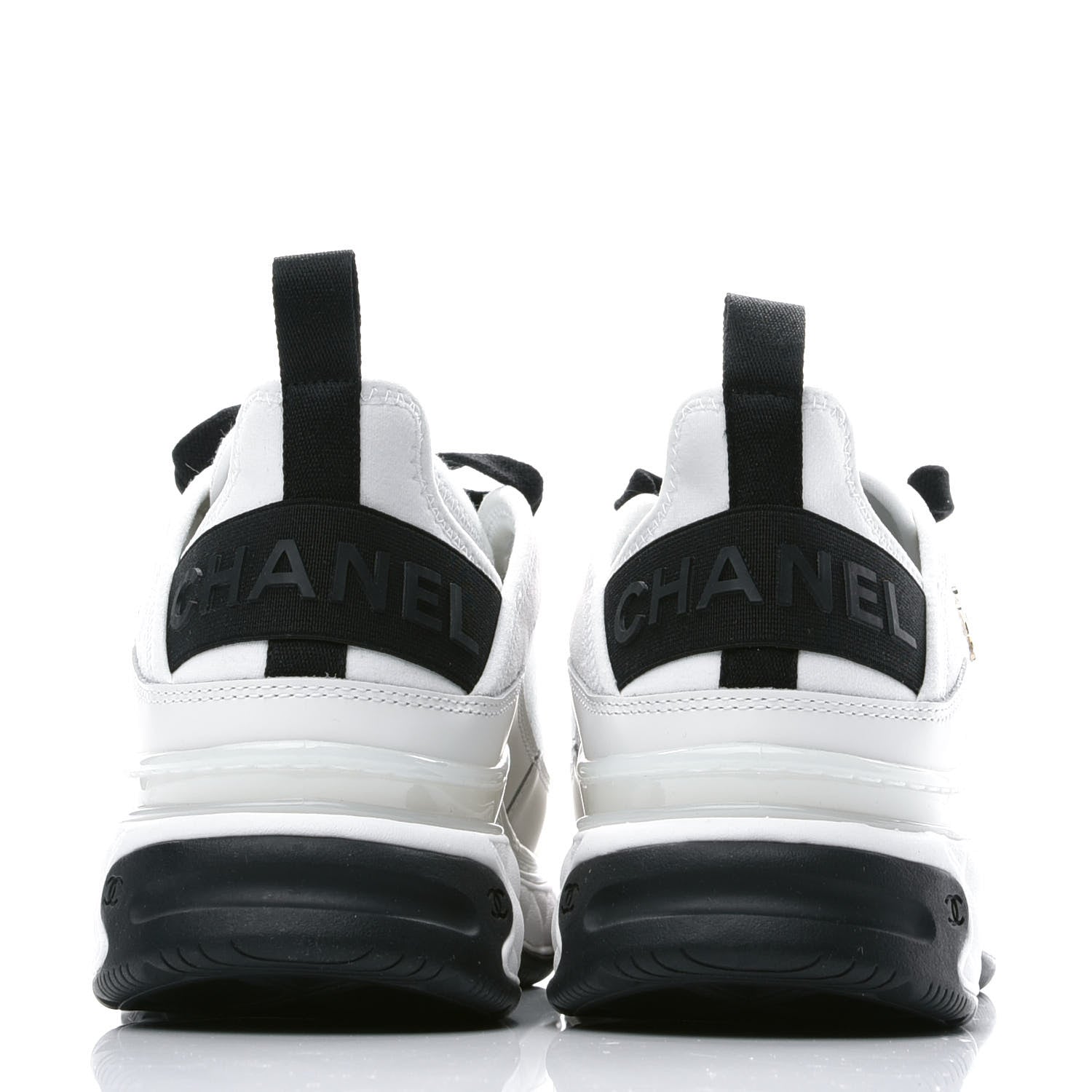 Chanel Velvet Calfskin Mixed Fibers CC Sneakers 38 Ivory Black 5 of 8