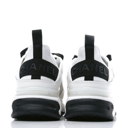 Chanel Velvet Calfskin Mixed Fibers CC Sneakers 38 Ivory Black 5 of 8