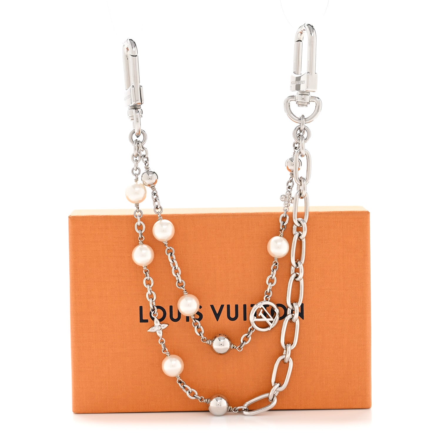 Louis Vuitton Metal Pearl Chain Midnight Bag Charm Silver 5 of 5