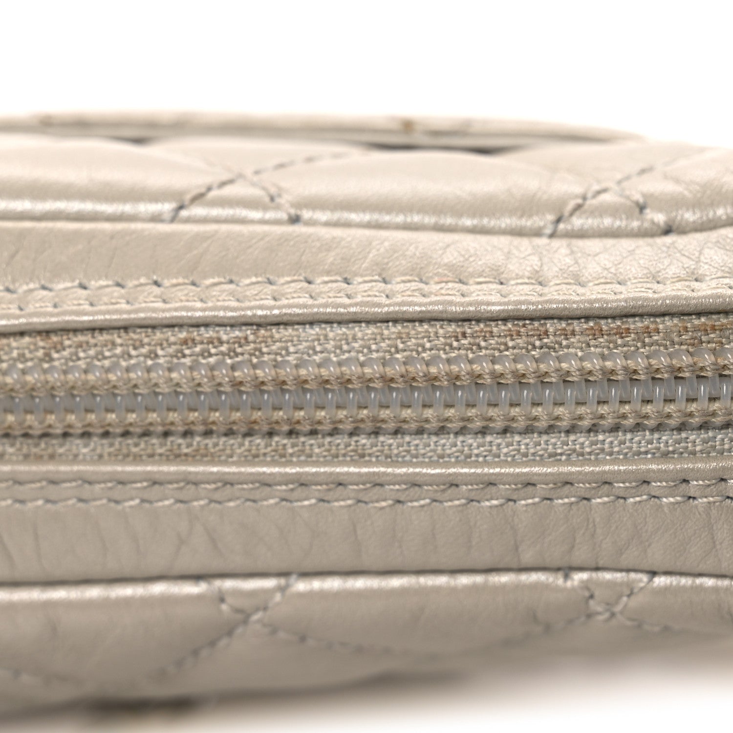Chanel Metallic Aged Calfskin Quilted Cotton Club Pochette Argent Clair 12 of 14
