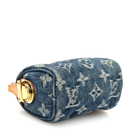 Louis Vuitton Monogram Denim Pochette Speedy PM Key Holder Blue 4 of 6