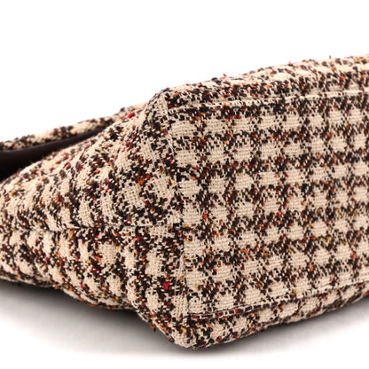 Saint Laurent Tweed Quilted Medium Loulou Puffer Monogram Chain Satchel Beige Umber Multicolor 9 of 10