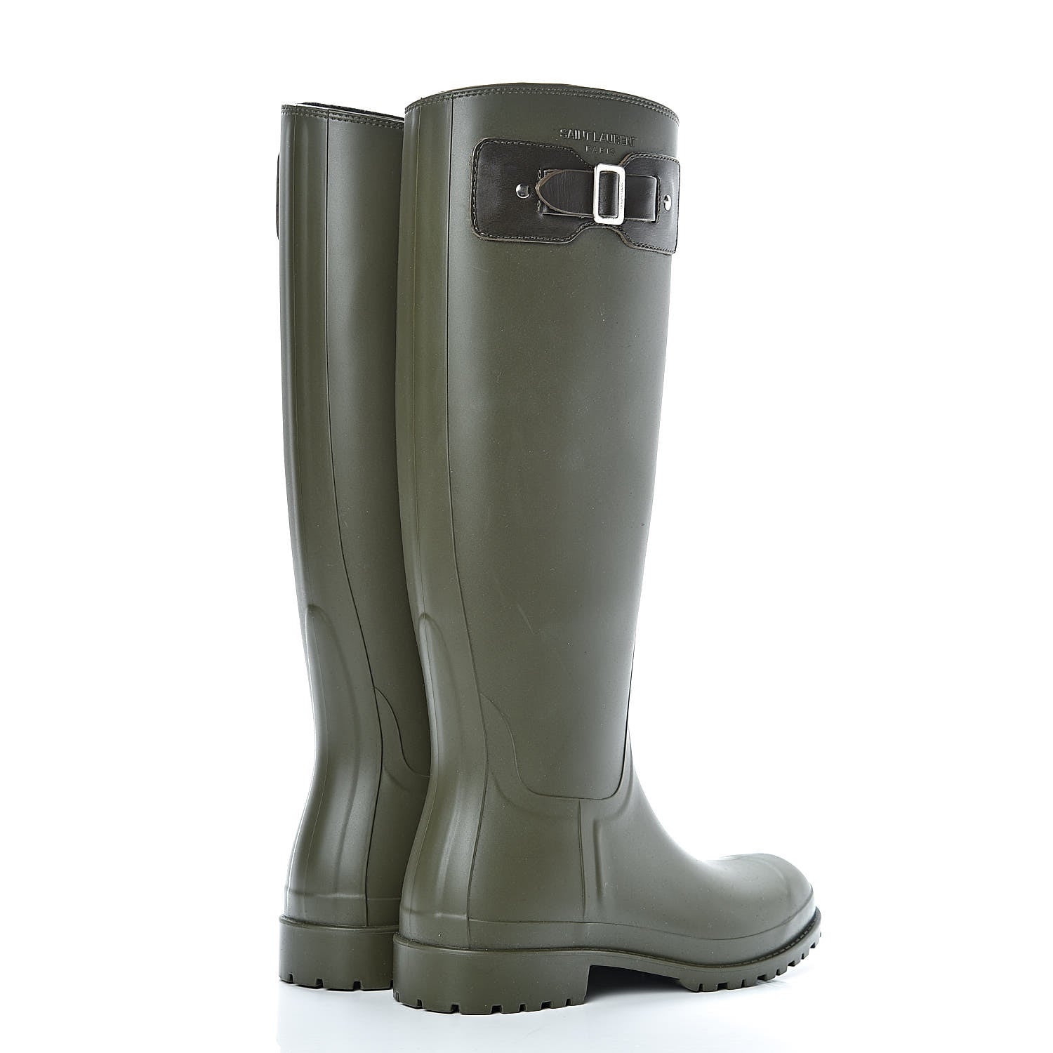 Saint Laurent Rubber Festival 25 High Rain Boots 36 Khaki 4 of 10