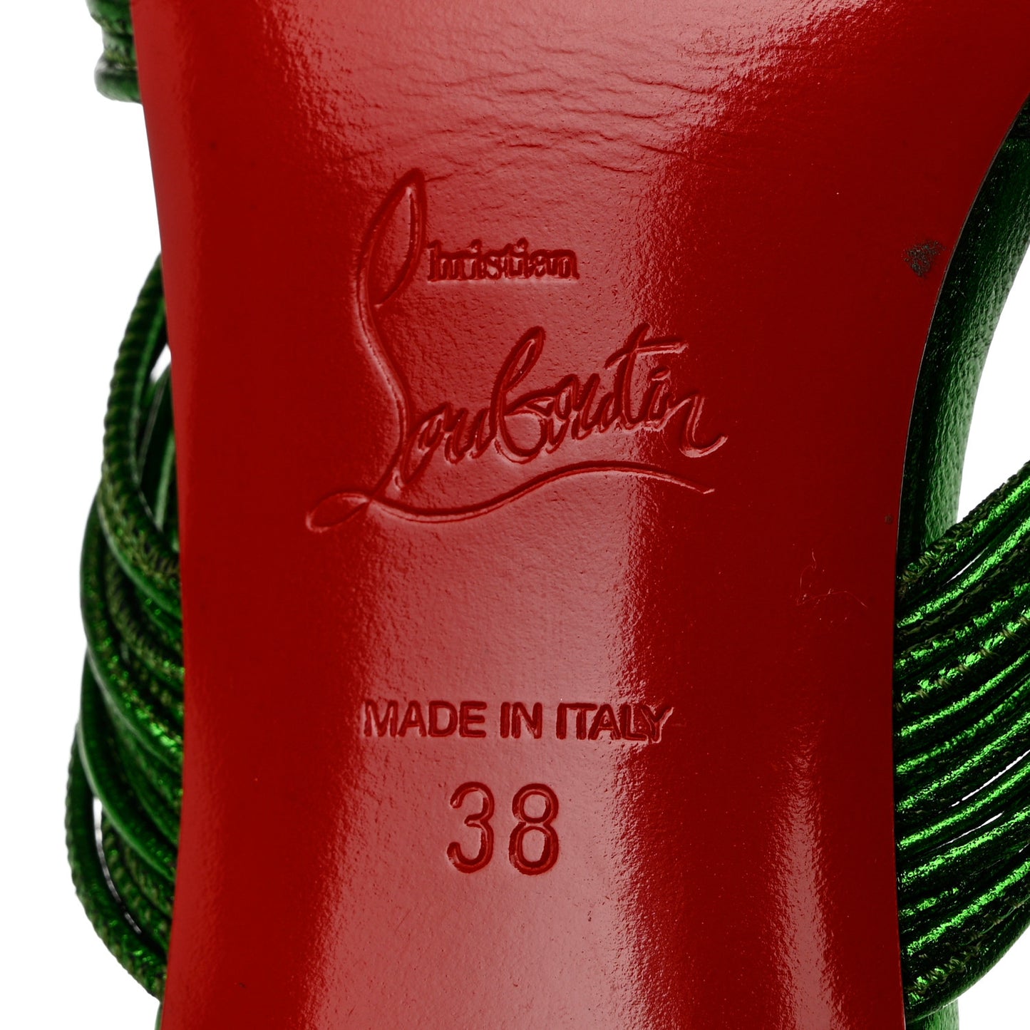 Metallic Calfskin Multitaski 70 Slide Sandals 38 Green