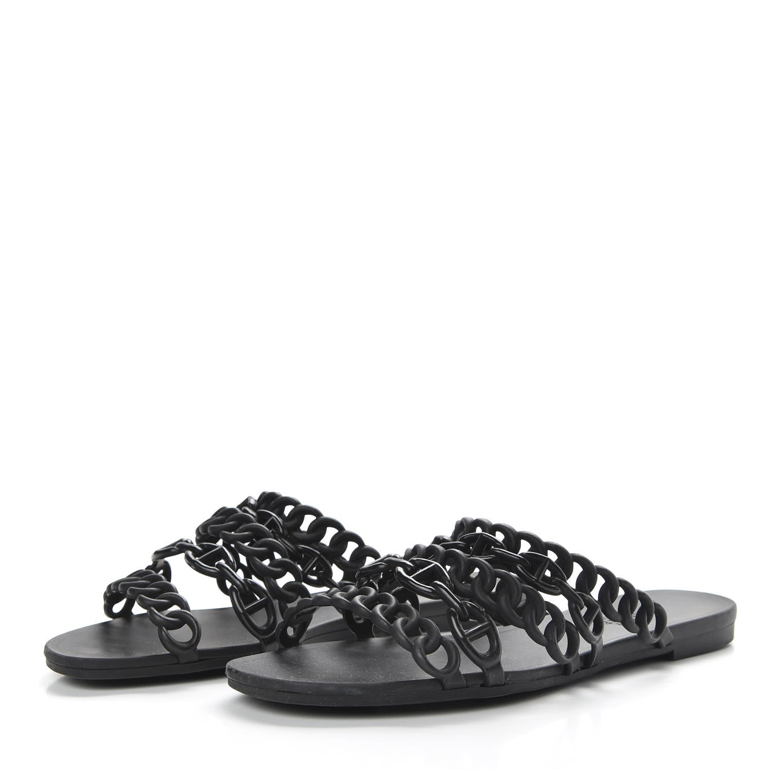 Hermes Rubber Chaine d'Ancre Nude Sandals 36 Black 3 of 8