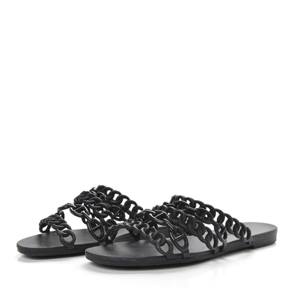 Hermes Rubber Chaine d'Ancre Nude Sandals 36 Black 3 of 8