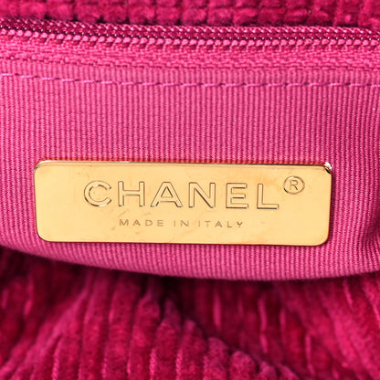 Chanel Corduroy Quilted Medium Chanel 19 Flap Dark Pink 6 of 8