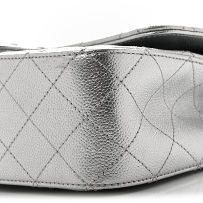 Chanel Metallic Caviar Quilted Medium CC Slide Flap Silver 19 of 27