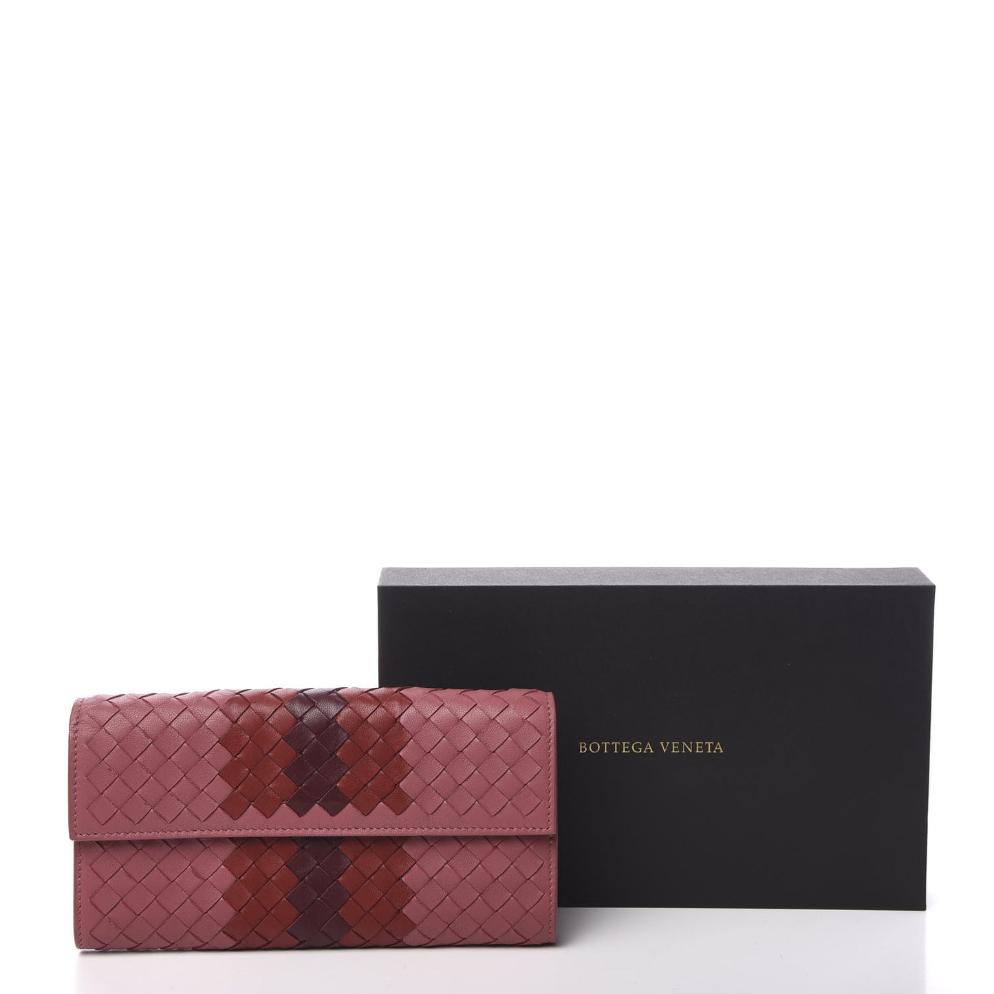 Nappa Intrecciato Continental Flap Wallet Dusty Rose