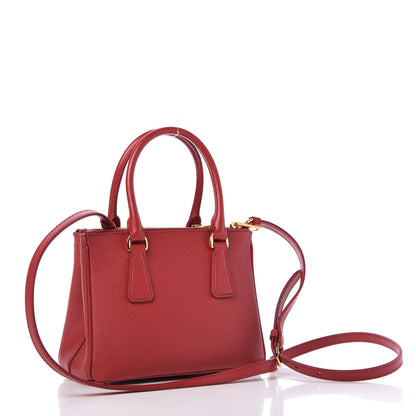 Prada Saffiano Mini Galleria Double Zip Tote Fuoco 3 of 10