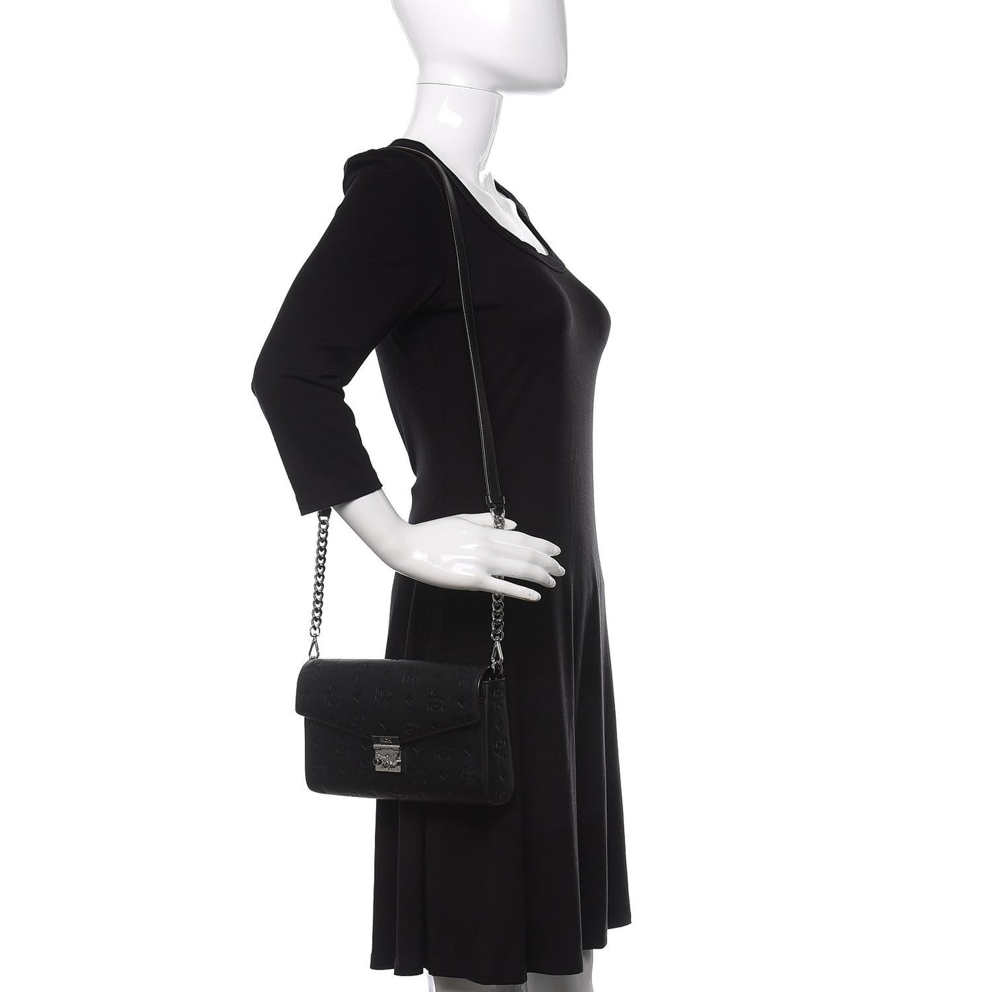 Calfskin Ottomar Monogram Crossbody Bag Black