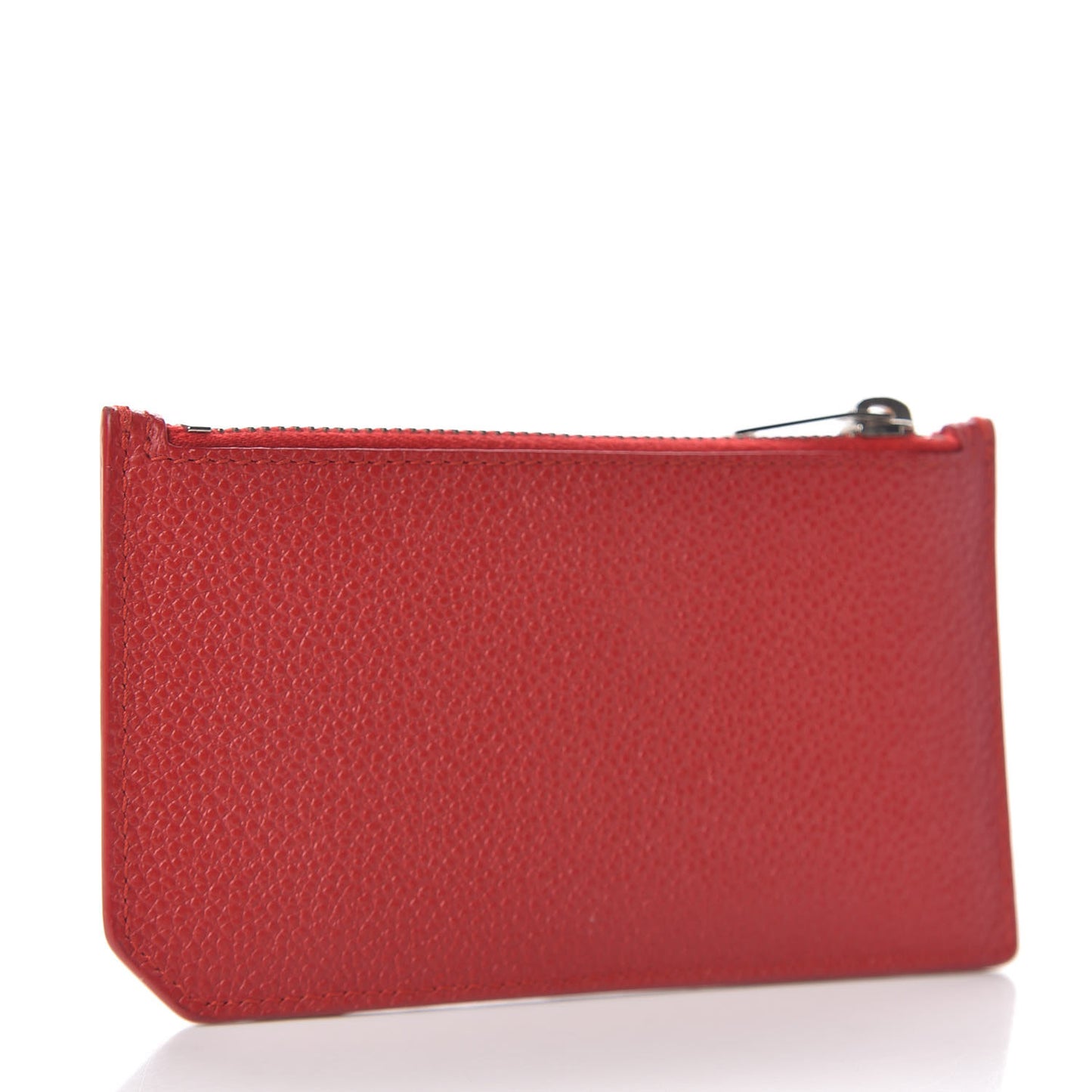 Grained Calfskin 5 Fragments Zip Pouch Card Holder New Red