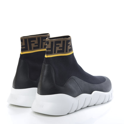 Fendi Jersey FF Mania Mens High Top Sock Sneakers 11 Black Tobacco Yema 4 of 8