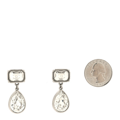Chanel Crystal CC Tear Drop Earrings Silver 2 of 4