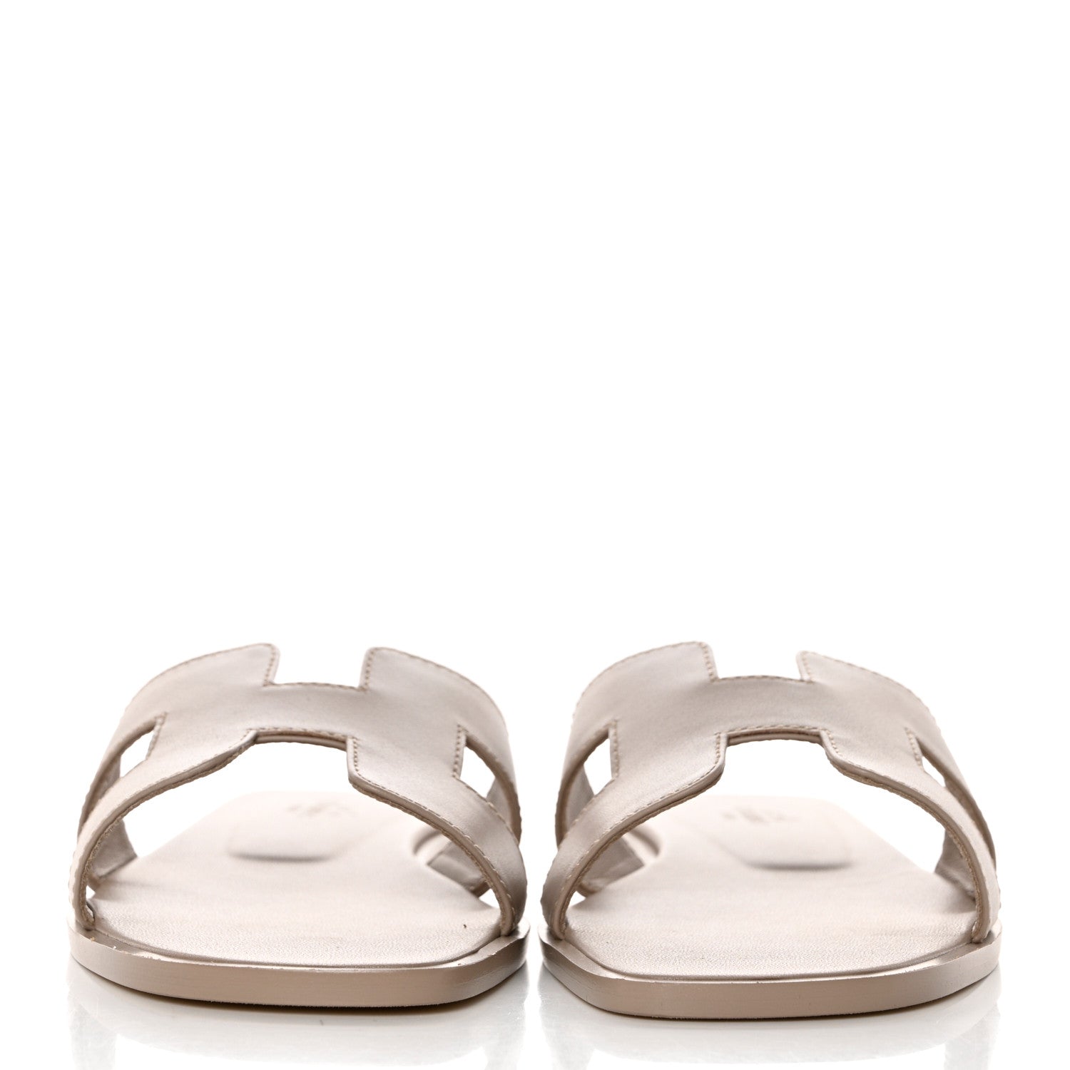 Hermes Box Calfskin Oran Sandals 37.5 Beige Mastic 2 of 10