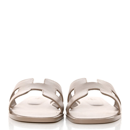 Hermes Box Calfskin Oran Sandals 37.5 Beige Mastic 2 of 10