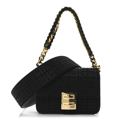 Givenchy Canvas Woven Embroidered Small 4G Bag With Chain Black 1 of 9