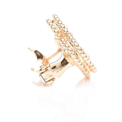 Van Cleef & Arpels 18K Yellow Gold Mother of Pearl Vintage Alhambra Earrings 4 of 4
