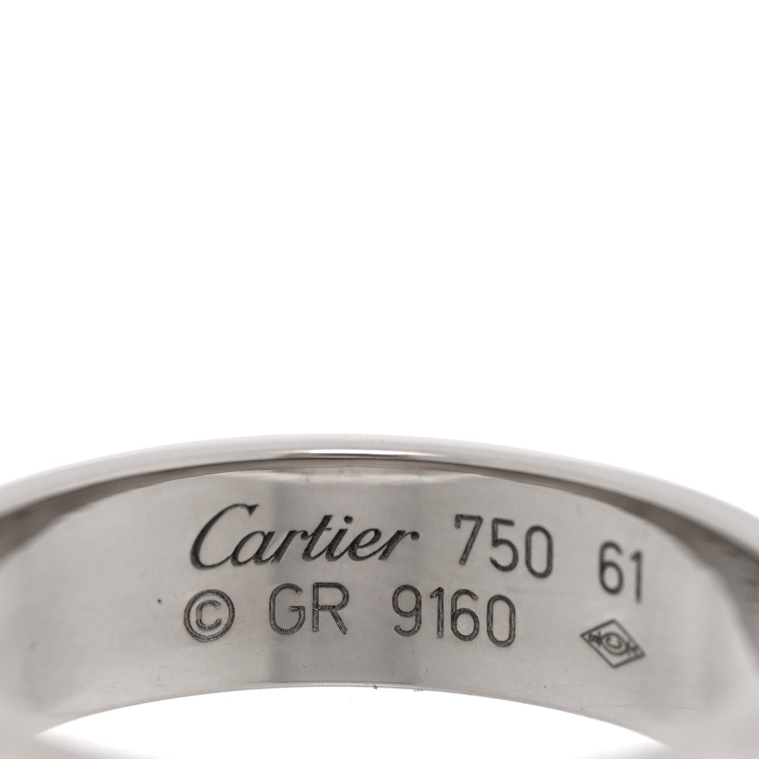 Cartier 18K White Gold 5.5mm LOVE Ring 61 9.5 4 of 4