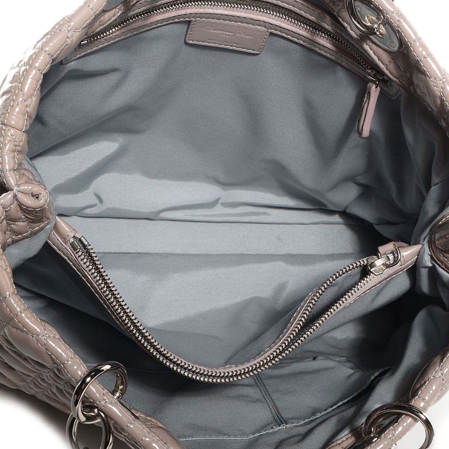 Patent Cannage Dior Soft Shopping Tote Grey