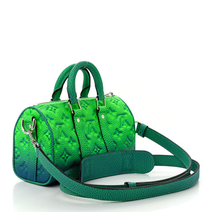 Louis Vuitton Taurillon Illusion Keepall XS Bleu Vert 3 of 10