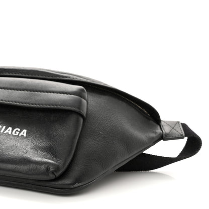 Balenciaga Smooth Calfskin Logo Large Everyday Beltpack Black White 9 of 15