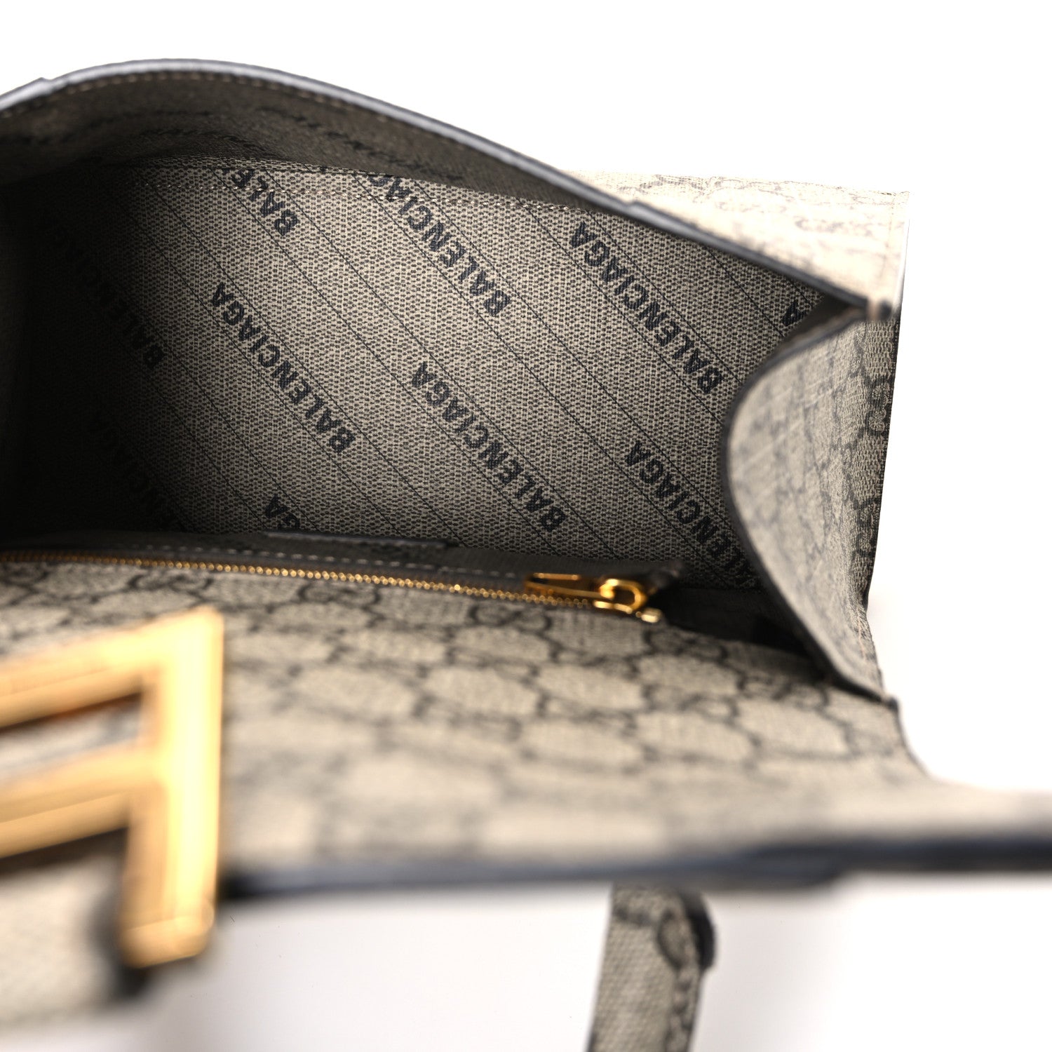 Balenciaga X GUCCI GG Supreme Monogram Small Hourglass Top Handle Bag Beige Ebony 5 of 10