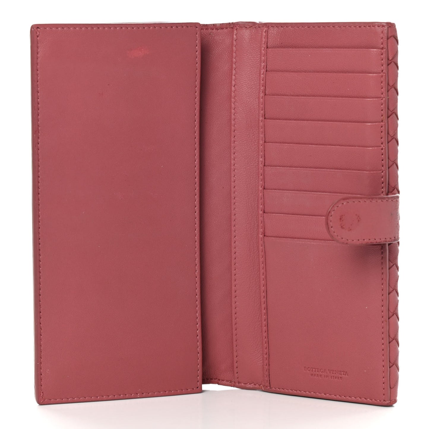 Nappa Intrecciato Continental Snap Wallet Corallo