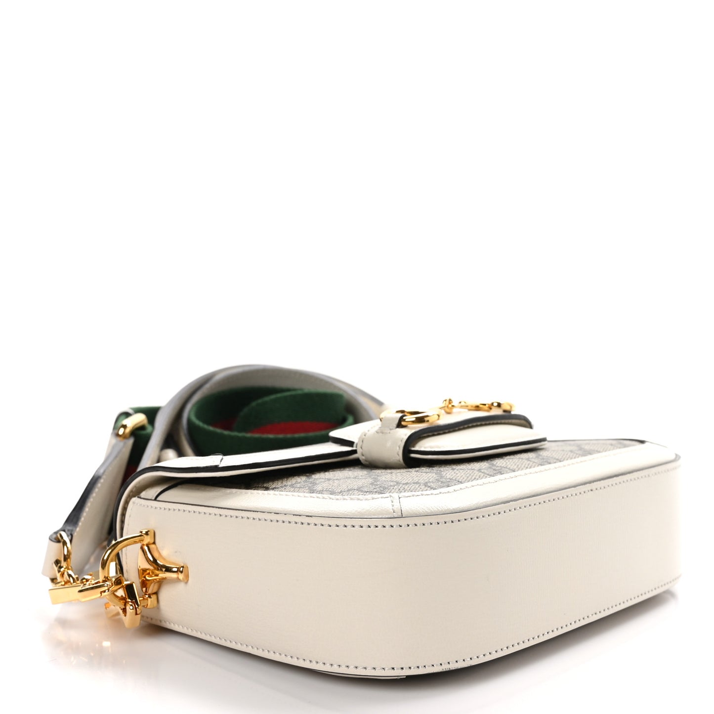 GG Supreme Monogram Web Mini Horsebit 1955 Shoulder Bag Beige Mystic White
