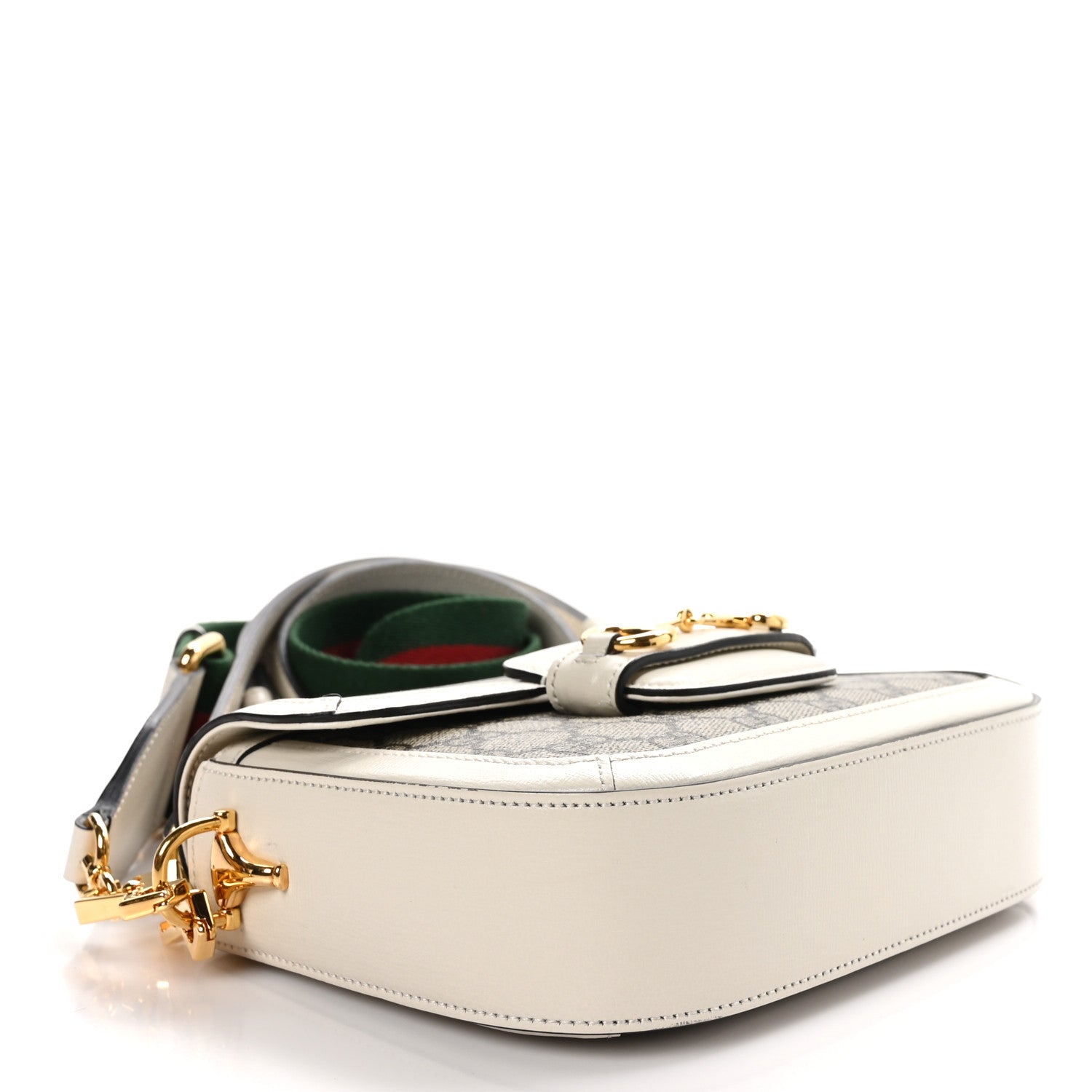 Gucci GG Supreme Monogram Web Mini Horsebit 1955 Shoulder Bag Beige Mystic White 4 of 10