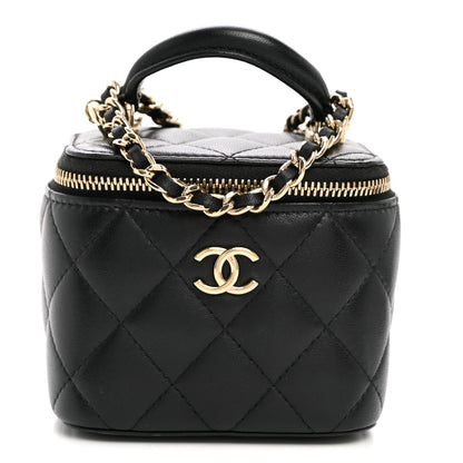 Chanel Lambskin Quilted Top Handle Mini Vanity Case With Chain Black 1 of 12