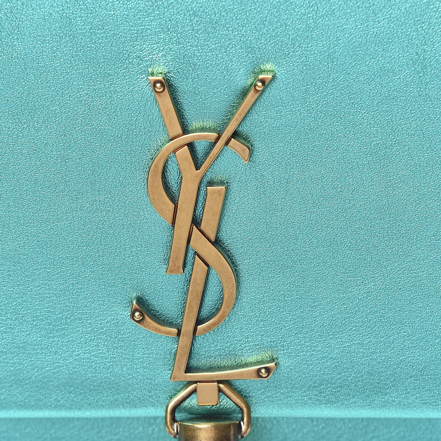 Saint Laurent Laminated Calfskin Classic Monogram Kate Tassel Chain Wallet Green 10 of 11