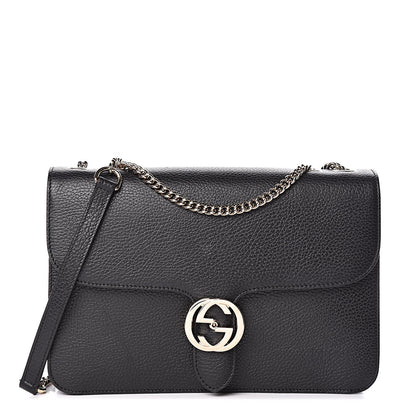 Gucci Dollar Calfskin Interlocking G Shoulder Bag Black 1 of 11