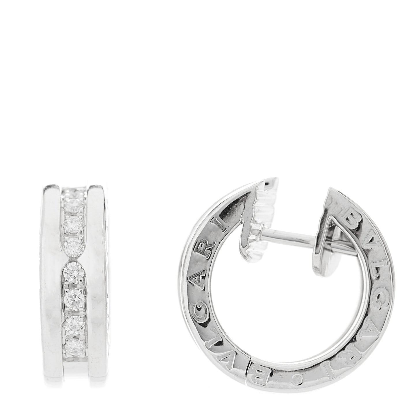 18K White Gold Diamond Small B.Zero1 Hoop Earrings