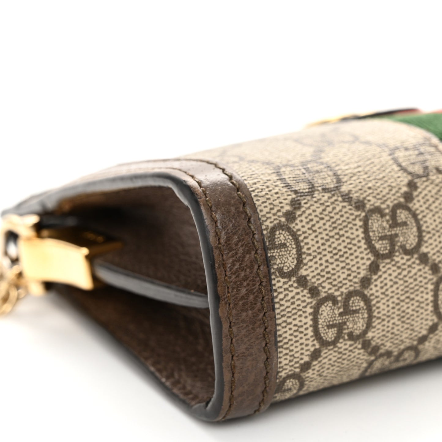 GG Supreme Monogram Textured Dollar Calfskin Web Mini Ophidia Chain Shoulder Bag Beige Ebony New Acero