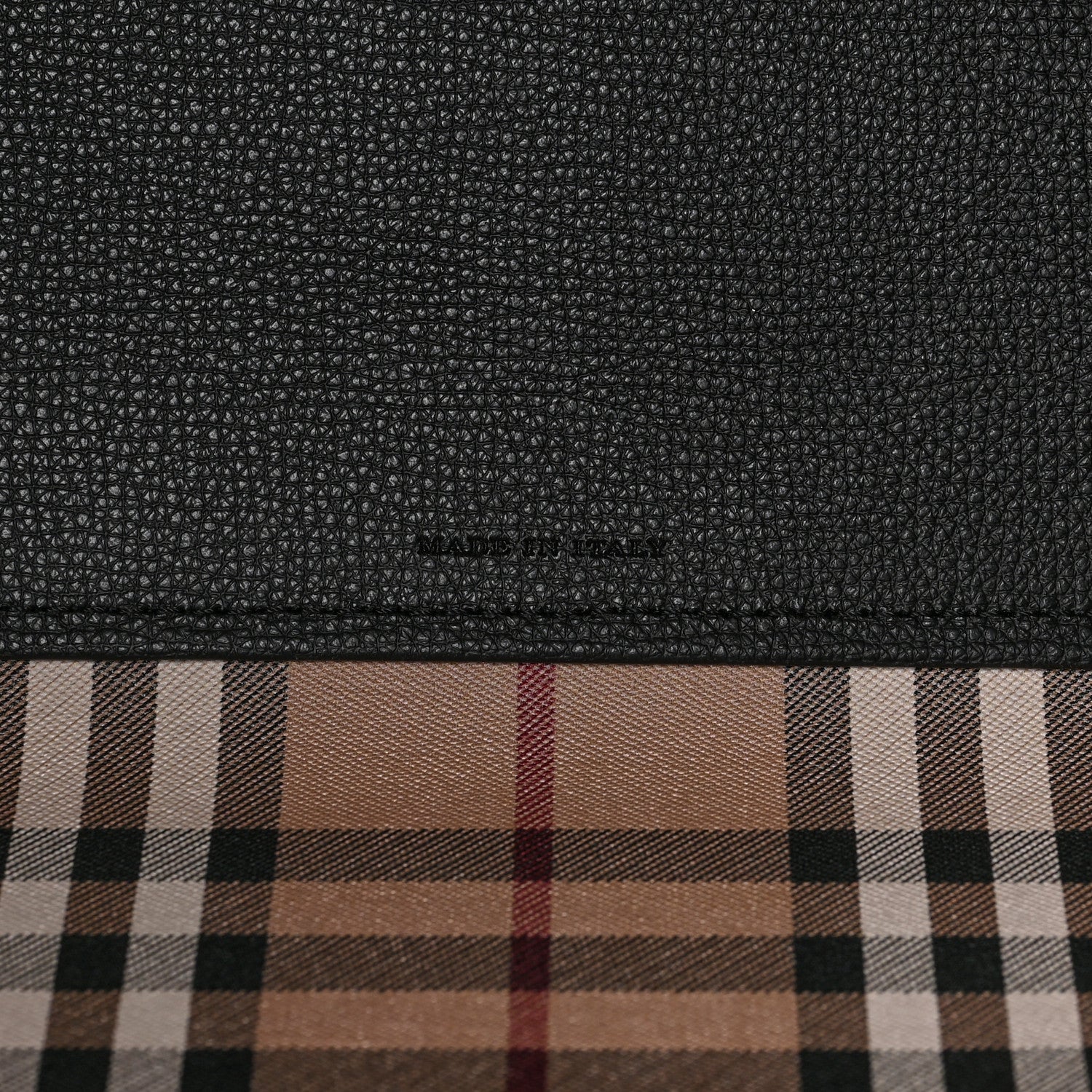 Burberry Grainy Calfskin Haymarket Check Medium Reversible Tote Black 6 of 6