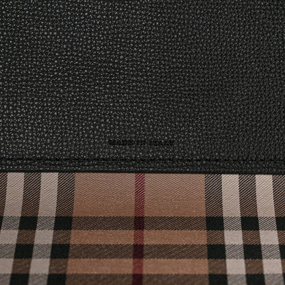 Burberry Grainy Calfskin Haymarket Check Medium Reversible Tote Black 6 of 6