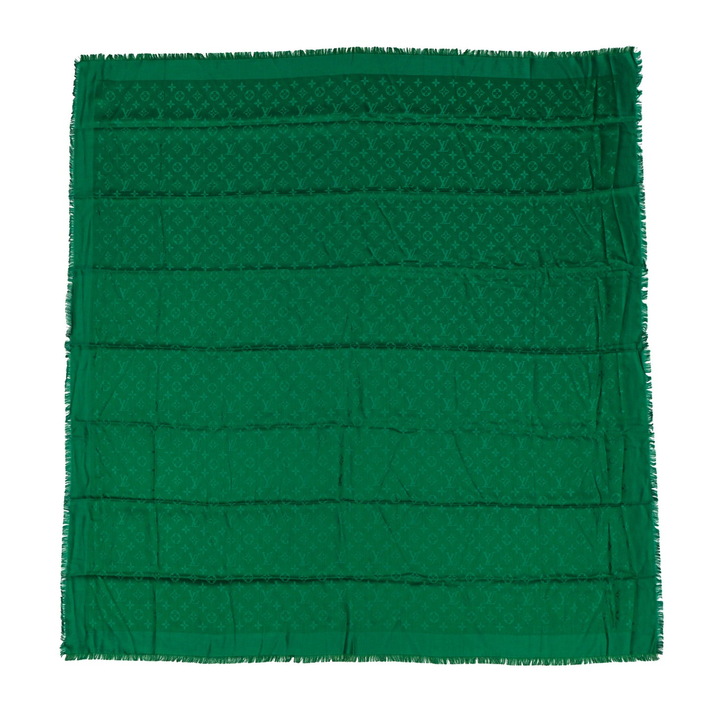 Silk Wool Monogram Shawl Green
