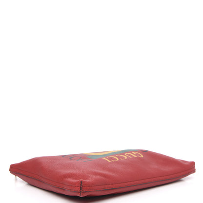 Gucci Pebbled Calfskin Medium Logo Portfolio Clutch Hibiscus Red 4 of 10