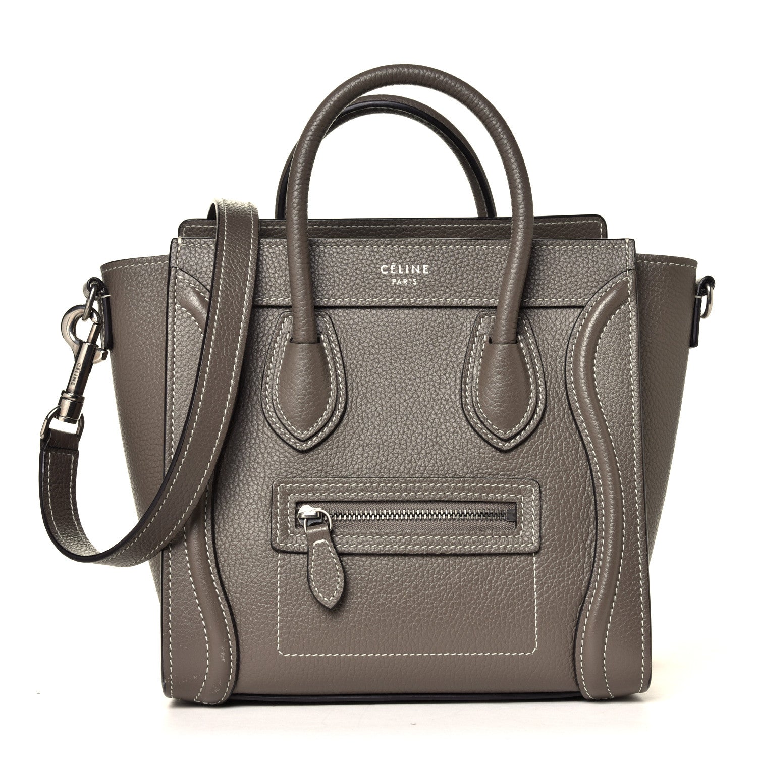 Celine Drummed Calfskin Nano Luggage Souris 1 of 5